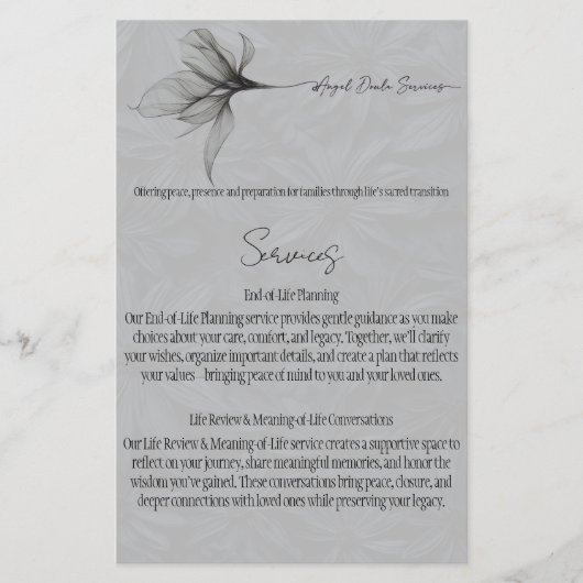 Dienstenmenu Flyer (Voorkant)