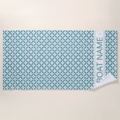 Diep Aqua Geometric Pattern. Aangepaste botnaam Strandlaken (Voorkant)