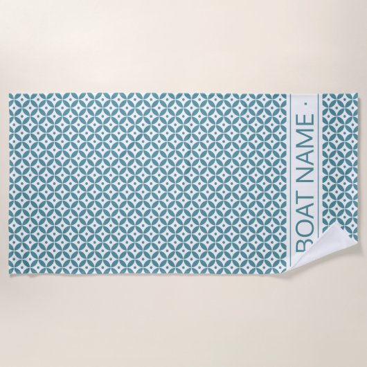 Diep Aqua Geometric Pattern. Aangepaste botnaam Strandlaken (Voorkant)