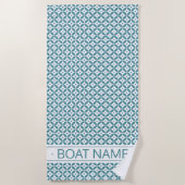 Diep Aqua Geometric Pattern. Aangepaste botnaam Strandlaken (Voorkant)