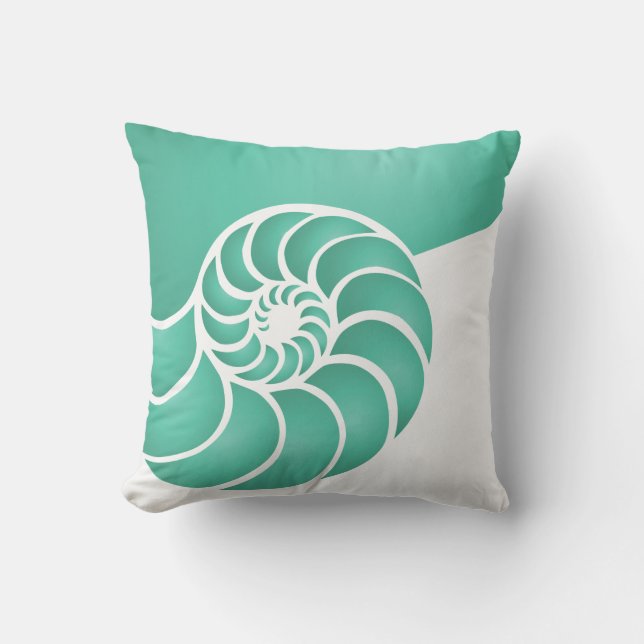 Diep Aqua Nautilus Nautical Seaside Buitenkussen (Voorkant)