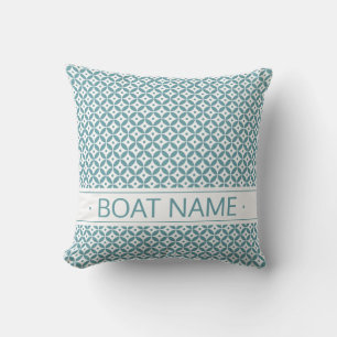 Diep Aqua Small Geometric Shippo Pattern. Nautisch Buitenkussen