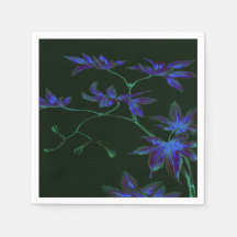 Diep Blauw & Groen Japans Bloemenpapier Servetten