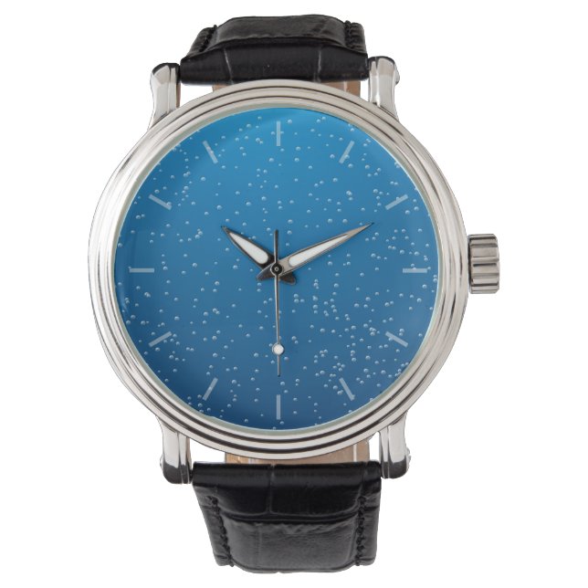 Diep Blauw Water en Kleine Bellen Horloge (Voorkant)