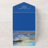 Diep-blauw ZonnestrandAlle op één bruiloft Uitnodi All In One Uitnodiging (Buitenkant)