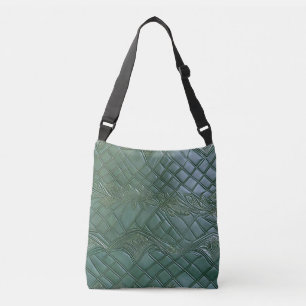 Diep blauwgroen faux leer in reliëf gemaakt detail crossbody tas