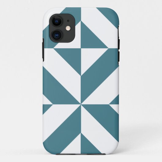 Diep Blauwgroen groen geometrisch decoderpatroon Case-Mate iPhone Case (Achterkant)