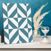 Diep Blauwgroen groen geometrisch decoderpatroon Fotoplaat (Zijkant)