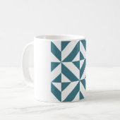Diep Blauwgroen groen geometrisch decoderpatroon Koffiemok (Voorkant links)
