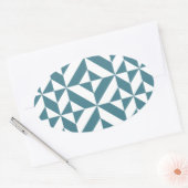 Diep Blauwgroen groen geometrisch decoderpatroon Ovale Sticker (Envelop)