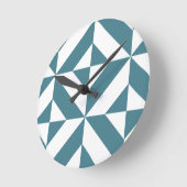 Diep Blauwgroen groen geometrisch decoderpatroon Ronde Klok (Hoek)