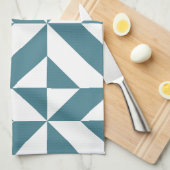 Diep Blauwgroen groen geometrisch decoderpatroon Theedoek (Quarter Fold)