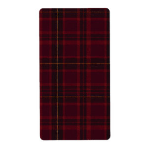 Diep bordeauxrood Blackwatch tartan ruitpatroon Etiket