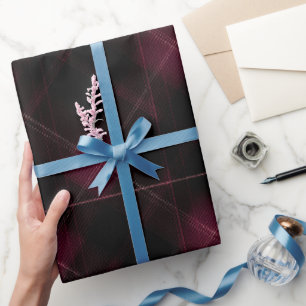 Diep bordeauxrood zwart wijn donkerrood geruit pat cadeaupapier