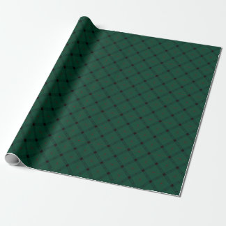 Diep bosgroen en zwart diagonaal geruit cadeaupapier