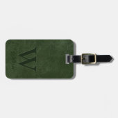 Diep bosgroen koeienleder textuur monogram bagagelabel (Voorkant horizontaal)