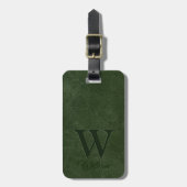 Diep bosgroen koeienleder textuur monogram bagagelabel (Voorkant verticaal)
