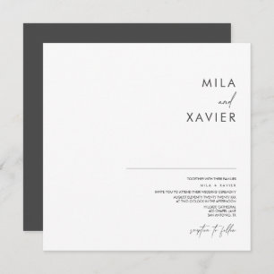 Diep grijs en wit   Moderne minimale bruiloft Kaart