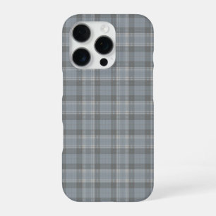 Diep grijsblauw en zachte grijze ruit iPhone 16 pro hoesje
