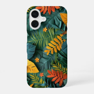 Diep Groen en Oranje Papieren Gesneden Tropisch Oe iPhone 16 Hoesje