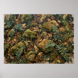 Diep groene bosbladposter poster