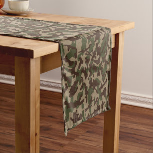 Diep hout camouflage lange tafelloper