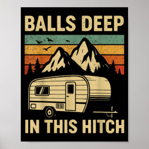 Diep in deze Hitch Camping RV-trailer Retro Poster