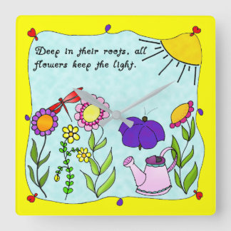 Diep in hun Roots Square Clock Vierkante Klok