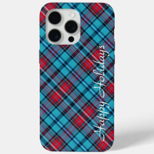 Diep Indigo, Aqua, Rood & Tinten van Blauwe Plaid iPhone 15 Pro Max Hoesje