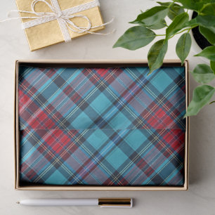 Diep Indigo, Aqua, Rood & Tinten van Blauwe Plaid Tissuepapier