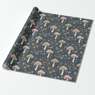 Diep Leisteenblauw Melancholische Paddenstoel Naad Cadeaupapier