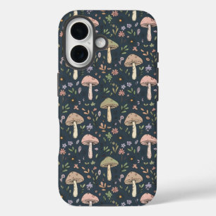 Diep Leisteenblauwe Schimmels Naadloos Patroon Aca iPhone 16 Hoesje
