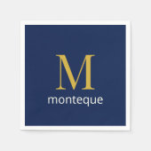 Diep marine goud monogram gepersonaliseerde naam l servet (Voorkant)