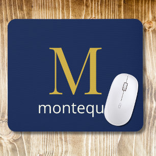 Diep Marine Gouden Monogram Gepersonaliseerde Naam Muismat