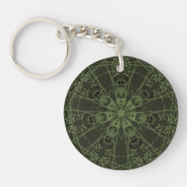 Diep olijfgroen geometrisch sleutelhanger