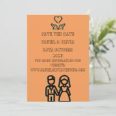 Diep Oranje Bruiloft Save The Date (Staand voorkant)