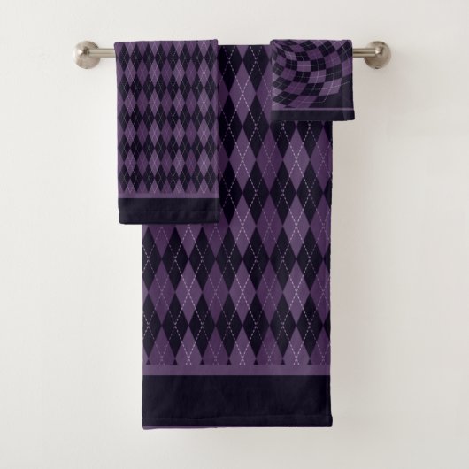 Diep Paars Argyle Bad Handdoek (Insitu)