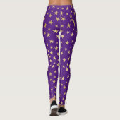 Diep Paars met goudoliestars en moons Leggings (Achterkant)