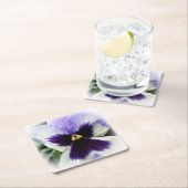 diep paars op witte paniek vierkante kartonnen onderzetter (Insitu)