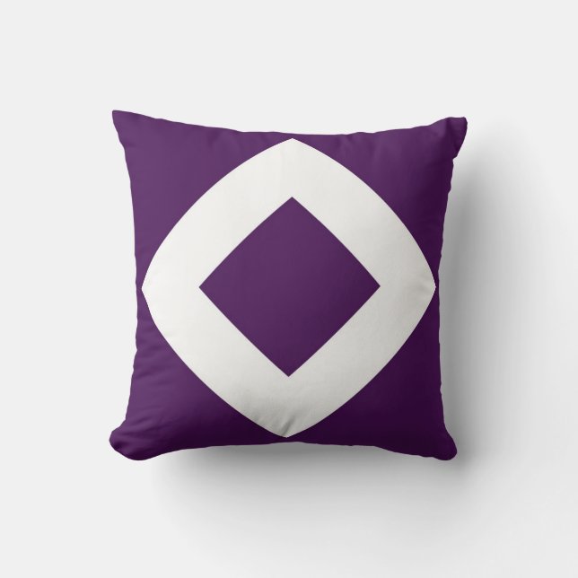 Diep Paarse diamant, witte rand Kussen (Voorkant)