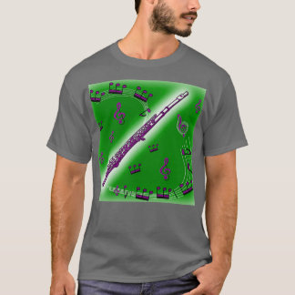 Diep Paarse Flute tegen een donkergroene achtergro T-shirt