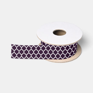 Diep Paarse Marokkaanse Quatrefoil Patroon Lint
