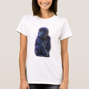 Diep Paarse Primaat Portret T-shirt