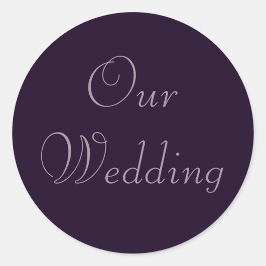 Diep Paarse Violet Onze Trouwstickers Ronde Sticker (Voorkant)
