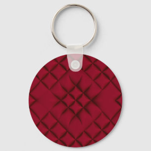 Diep Rode Gequilte Leer Patroon Sleutelhanger