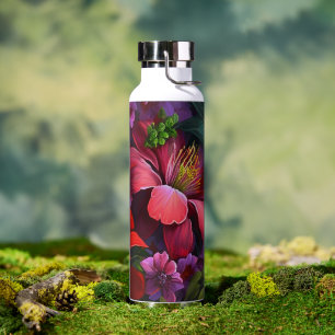 Diep rode Hibiscus met Grieks Floral Pattern Waterfles
