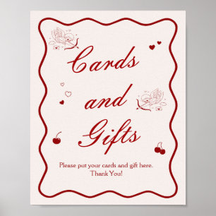 Diep Rode Kers Bruidsborrel Kaarten en Cadeaus Poster