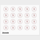 Diep Rode Moderne Monogram Kerst Envelope Ronde Sticker (Vel)