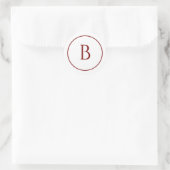 Diep Rode Moderne Monogram Kerst Envelope Ronde Sticker (Tas)
