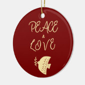 Diep Rood, Boter Geel & Goud Kerstfoto Keramisch Ornament (Links)